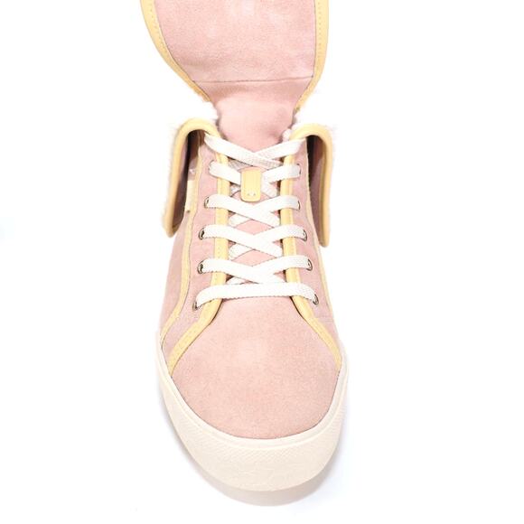 Coach Womens Suede Fold Over Sherpa High Tops-Womens 8.5-Vanilla / Pale Pink-NIB - Picture 6 of 12